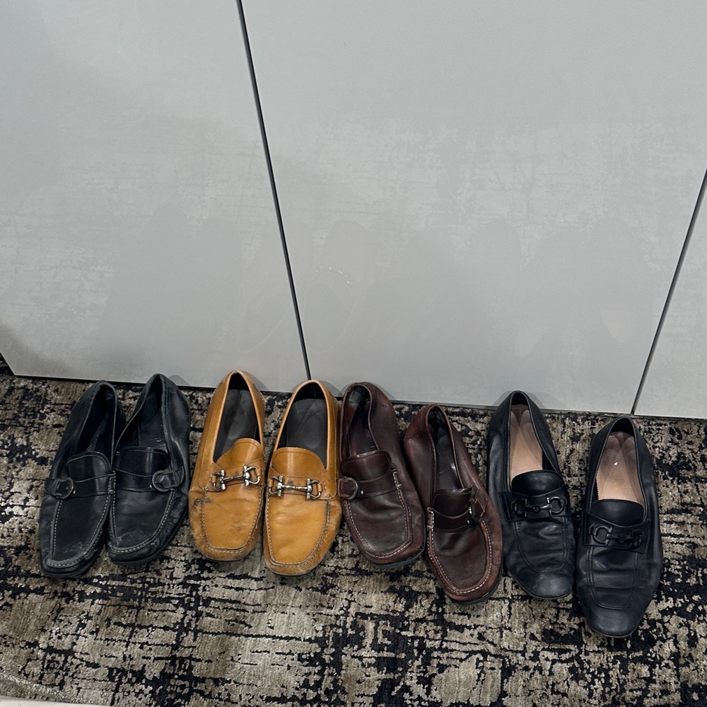 Salvatore Ferragamo Leather Loafers - Black, Tan, and Brown
